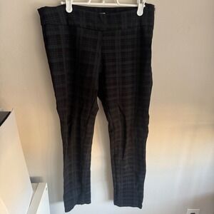 Patrizia Luca Womens XL Plaid Skinny Pants Black Gray Side Zip Stretch Leggings